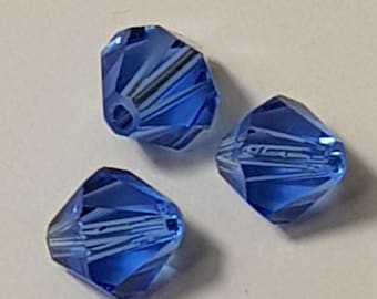 8mm Faceted Bicone Glass Beads, 50 Pcs - Select Colour