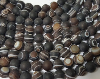 10mm Botswana Agate Matte Round Beads,  15" Strand