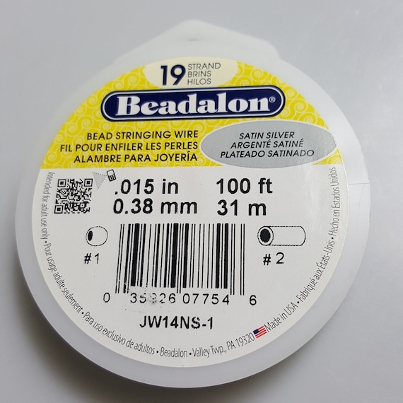 Satin Gold Beadalon Stringing Wire 19-Strand .015-Inch Diameter 30-Feet//Pkg .38-Millimeter