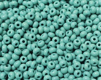 Turquoise Green Seed Beads: Czech Preciosa Rocaille Beads, 20g