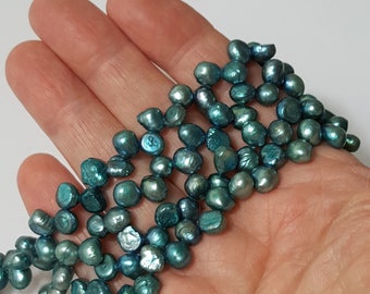 Sky Blue Freshwater Baroque Pearls, 8x6mm - 15" Strand