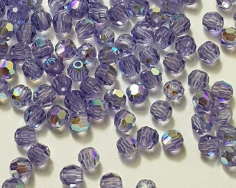 3mm Swarovski 5000 Round Beads, Tanzanite AB - Select 20 or 50 Pcs