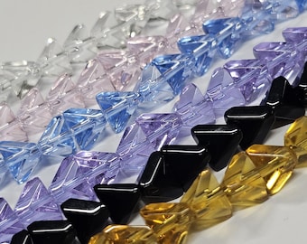 8x6mm Glass Triangle Beads, 15" Stand - Select from 6 Colours