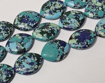 20x15mm Blue/Green Oval Resin Beads, 15.5" Strand