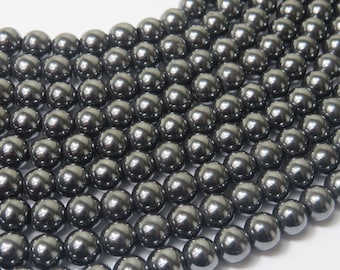 Non Magnetic Hematite Beads, 15.5" Strand - Select from 4mm, 6mm, 8mm or 10mm
