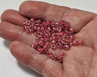 6/0 Miyuki Hot Pink Lined Crystal AB #6-9355 Japanese 4mm Glass