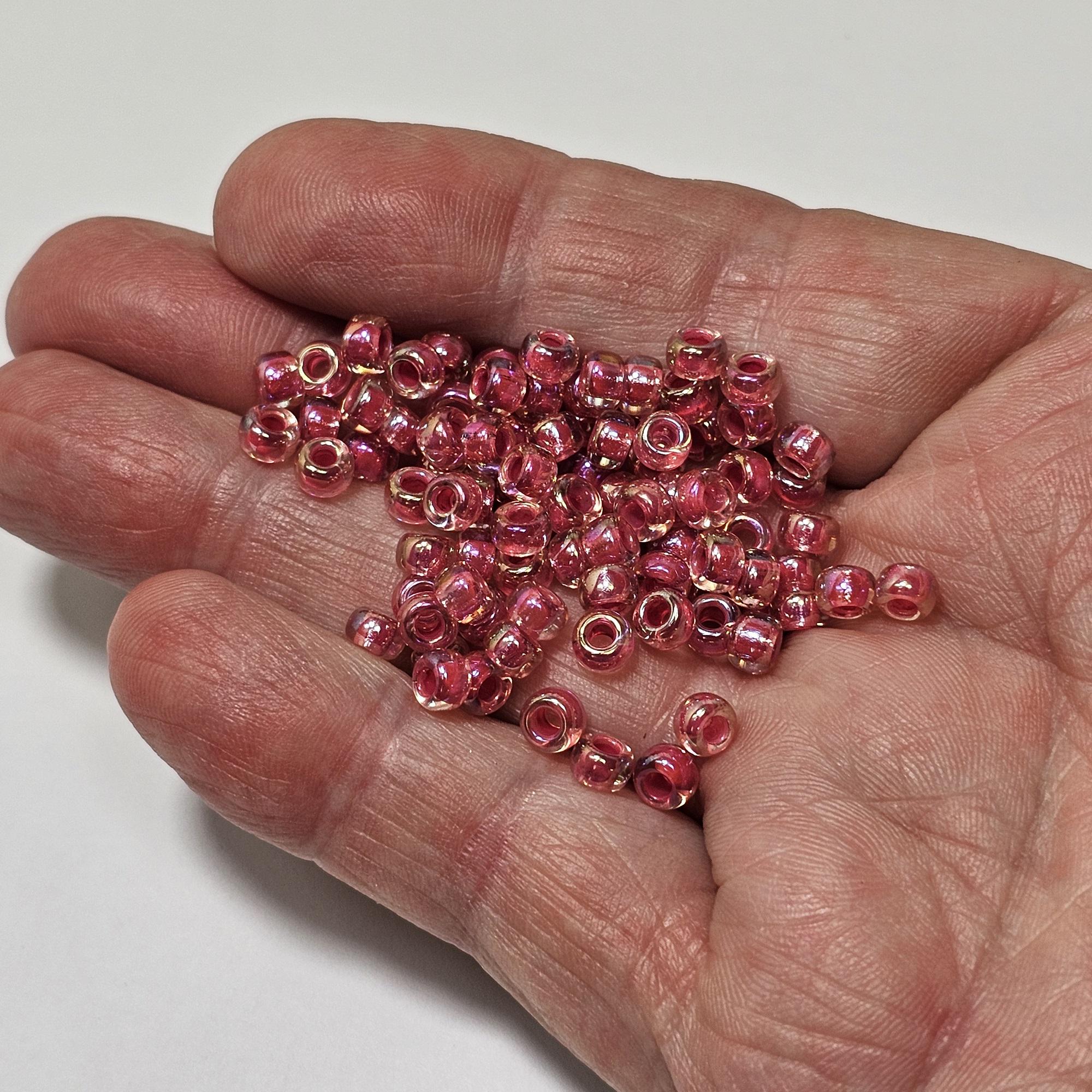 6/0 Miyuki Hot Pink Lined Crystal AB #6-9355 Japanese 4mm Glass
