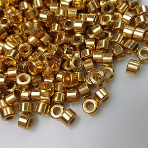 6x4mm Mykonos Greek Solid Brass Mini Tube Beads - Select 25 or 50