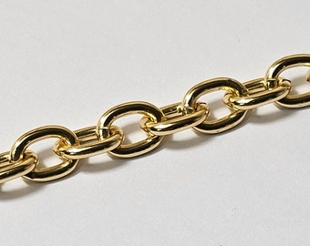 Cadena ovalada de aluminio dorado sin terminar y sin soldar de 8x6 mm, vendida por metro (1,1 yardas)