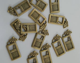 Antique Brass Tropical Drink Tall Glass Charms, 19x11mm - 10 Pieces