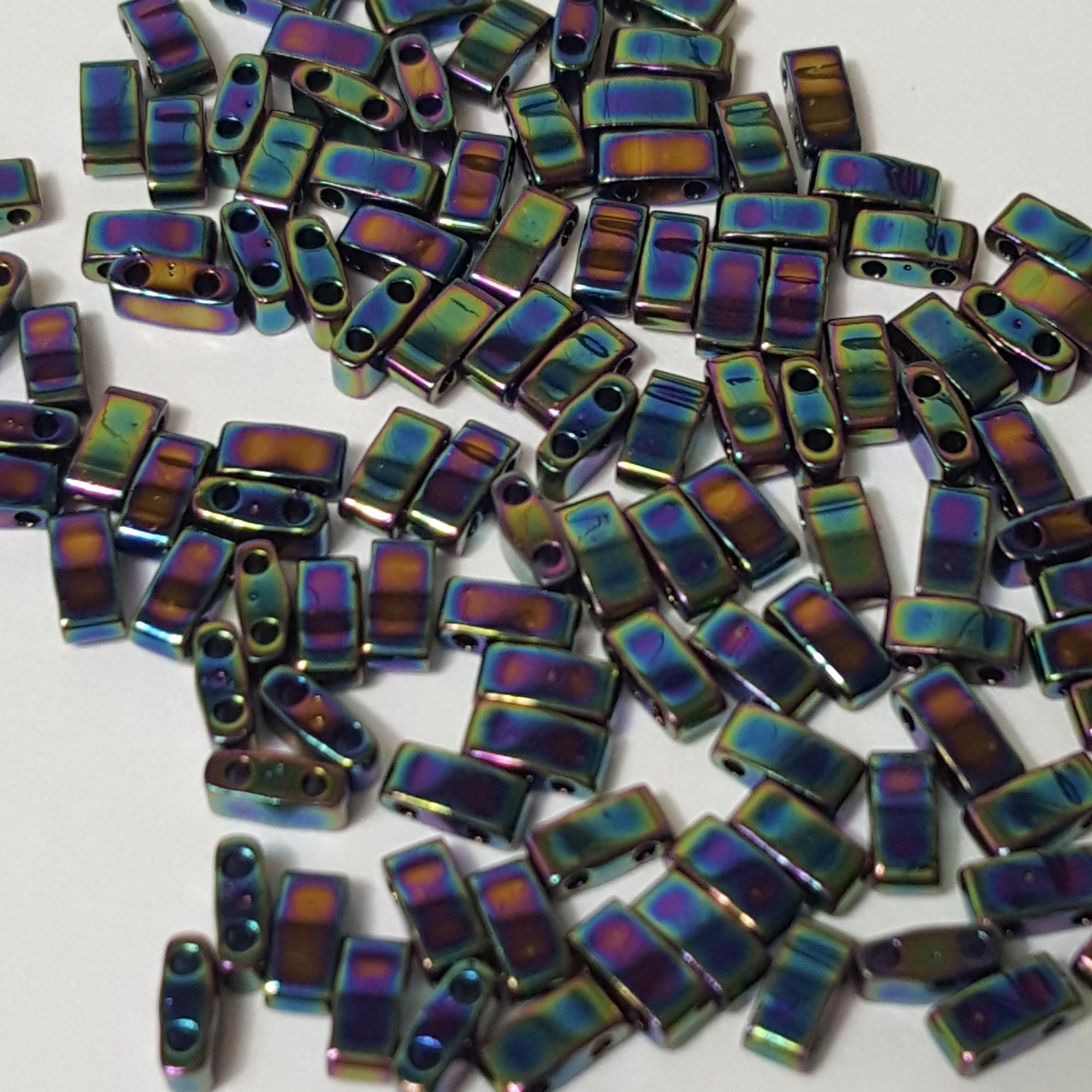 Palladium Plated Miyuki Tila Beads 7.2gm 2 Hole Seed Bead 5x5mm