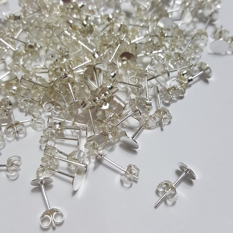 6mm Earring Glue on Blanks With Push on Backs Sterling Silver Etsy