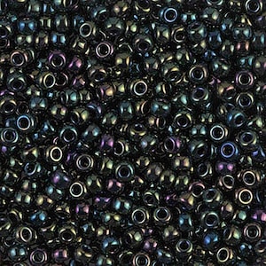 8/0 Miyuki Rocaille Glass Seed Beads, Metallic Forest Green Iris #453, 20 Grams