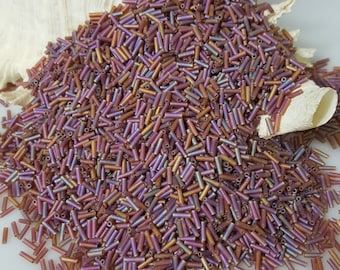 Bugle 2, 6mm Miyuki Tube Beads, Matte Transparent Dark Topaz #164FR, 20 Grams