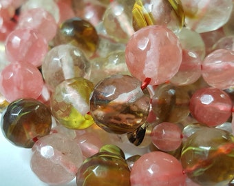 Tigerskin Glass Round Faceted Beads - Select size: 12mm, 10mm, 8mm or 6mm - 15.5" Strand