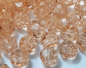 4mm Light Peach Swarovski Round (5000) Faceted Crystal Beads - Select 20 or 50 Beads