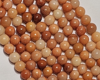 4mm Deep Orange Aventurine Round Gemstone Beads, 15" Strand