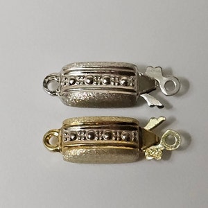 15x5mm Brushed Sterling Silver .925 Rectangular Fishhook Clasp - Select from Gold or Silver Finish