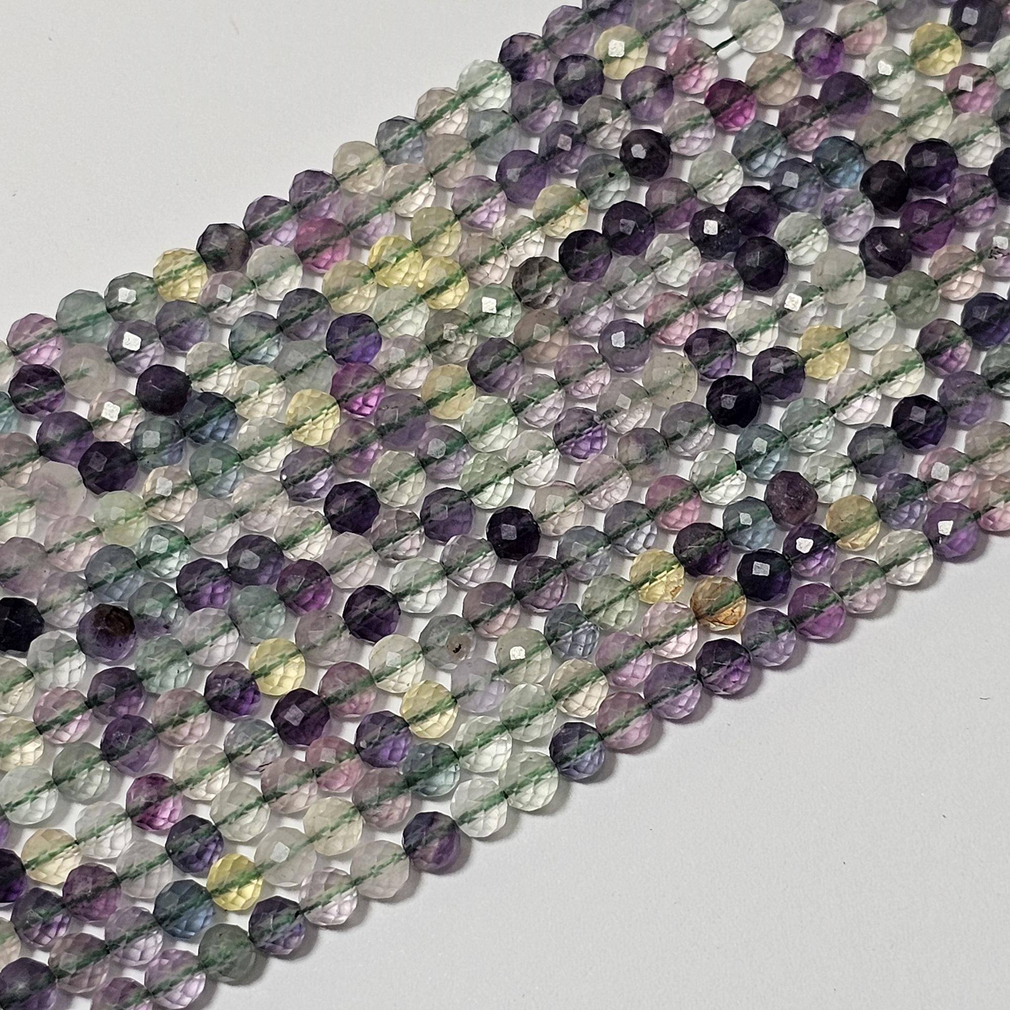 4 mm ファセット レインボー フローライト ラウンド ジェムストーン