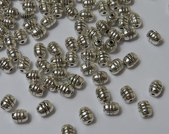 6 x 5 mm gevoerde zilveren metalen ovale vatkralen, 50 stuks