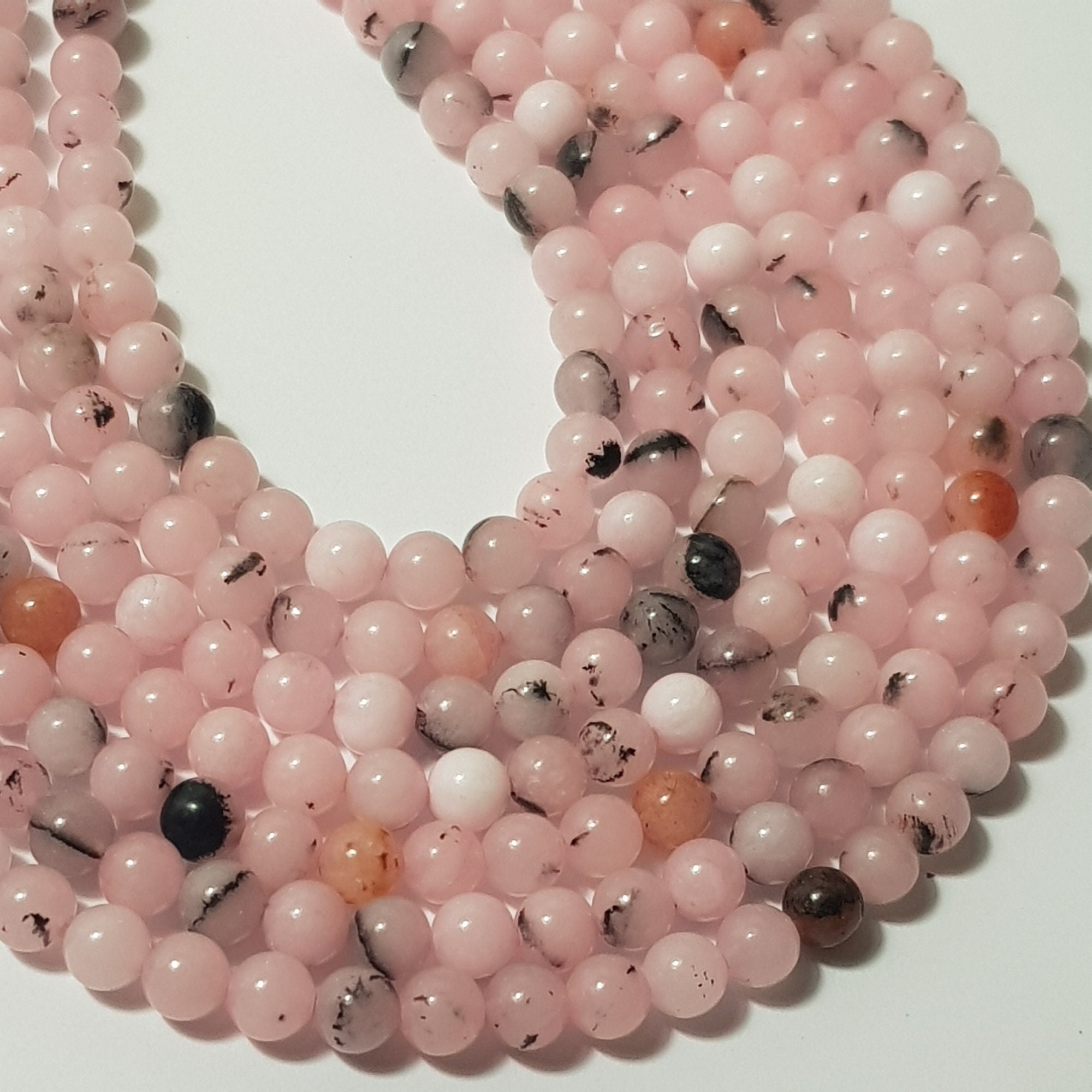 Cherry Blossom Jasper Round Beads, 15