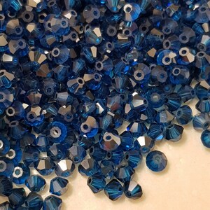 3mm Capri Blue Satin Swarovski Faceted Crystal Bicone Beads - 100 Pcs