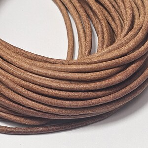 1.5mm Fine Greek Round Leather Cord, Natural, Select from 2 or 5 Metres