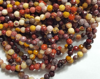 Natural Mookaite Gemstone 4mm faceted Round Beads - 15.5" Strand