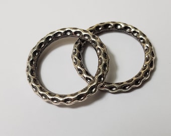 23mm Tibetan Style Antique Silver Metal Patterned Connectors - 5 Pcs