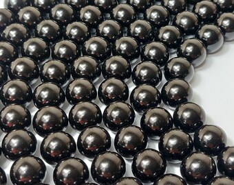 14mm Black Round Glass Pearl Beads