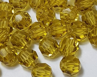 4mm Lime Swarovski Round (5000) Faceted Crystal Beads - Select 20 or 50 Beads