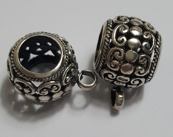 925 Sterling Silver Hallmarked 925 Bali Bail, 14x12mm, Inner Bail 8mm - 1 Pcs