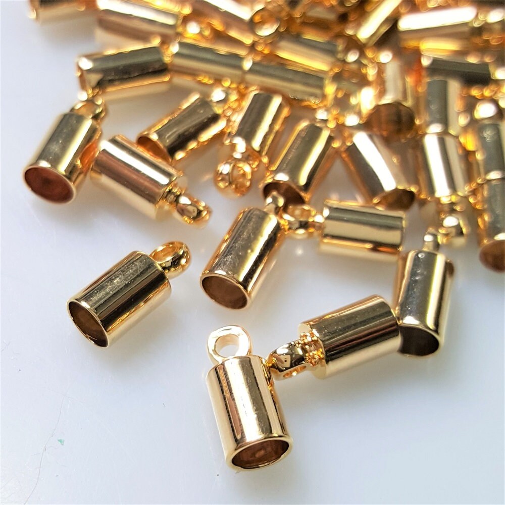 8mm Brass Cord End Caps 3mm ID Gold Finish Select 20 or Etsy
