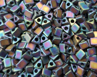 Miyuki 5/0 Sharp Triangle Beads  - Matte Black AB STR5-401FR - Select 10 or 20 Grams