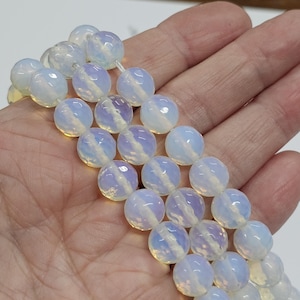 10 mm fasetowane okrągłe koraliki z syntetycznych kamieni szlachetnych opalowych, sznur 14,5"