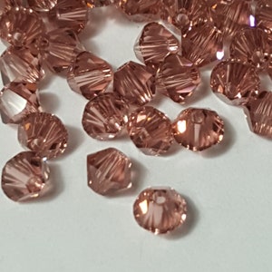 Swarovski 4mm Bicone Faceted Crystal Beads - BLUSH ROSE - Select 20 or 50 Beads