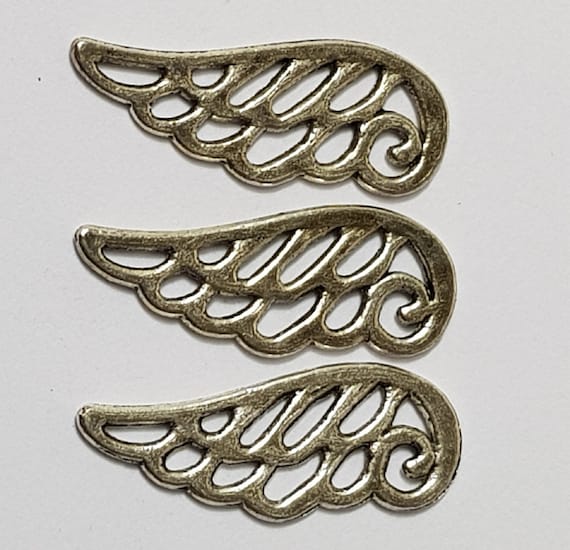 Antique Silver Metal Angel Wings: Jewelry Supplies, 20 Pcs (23x8mm - Main Image