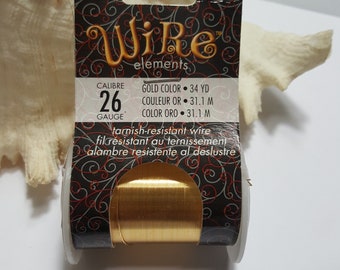 26 Gauge Gold Color Tarnish Resistant Craft Wire, 34 Yds (31.1m), Full Roll