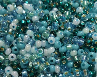 6/0 Czech Miami Surf Mix #9216 Rocaille Glass Seed Beads, 20 Grams