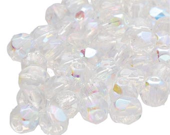 Cuentas de vidrio ovaladas facetadas checas de cristal AB de 4 mm, 100 unidades