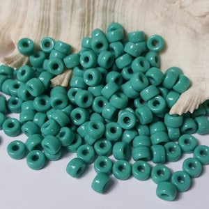 Czech 4x6mm Glass Pony Roller Beads, 2mm Hole, Turquoise Green - Select 20 or 50 Beads