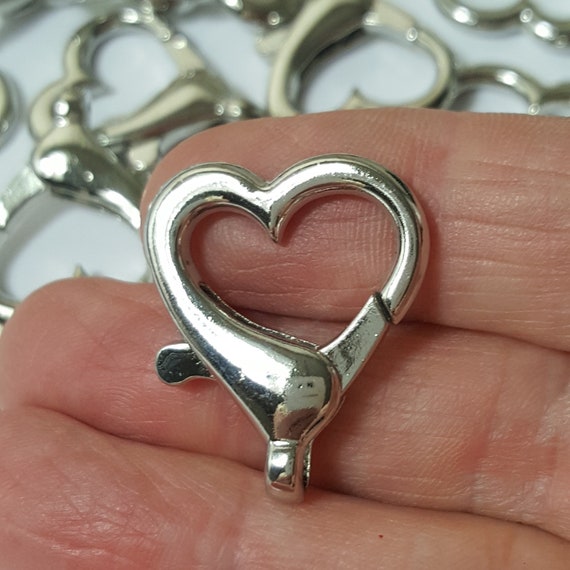 26x22mm Silver Heart Shaped Lobster/parrot Clasp - Select 2 or 4