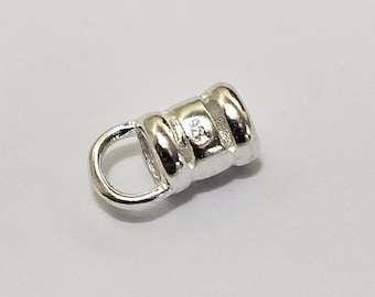 3.2mm ID Sterling Silver .925  Crimp Ends with Loop, 9.8x4.9mm: Select 2 or 10 Pcs