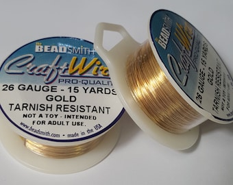 Gold Craft Wire, 26 Gauge, Tarnish Resistant - 15 Yards ( 13.7 meters) - 1 Roll