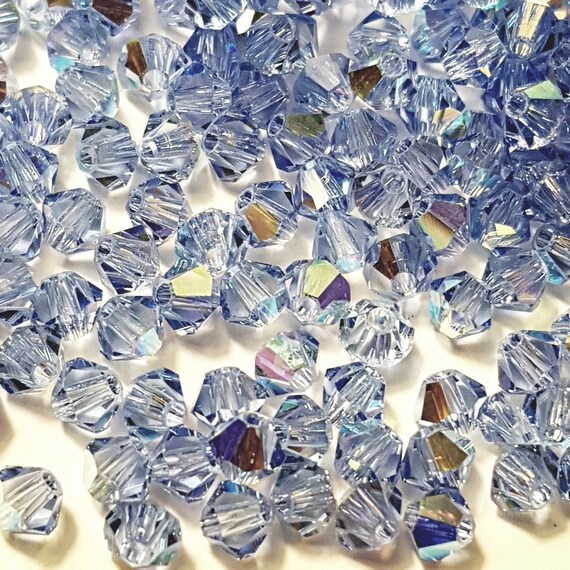 Lot De 500 Perles Anciennes En Cristal De Bohème à Facettes - Bleu Clair, 6mm - Occasion