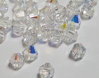 Swarovski Bicone (5328) Faceted Crystal Beads - Crystal AB - 4mm and 6mm