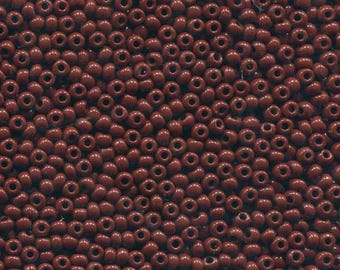 11/0 Czech Preciosa Rocaille Seed Beads, Brown Opaque #13600, 20 Grams