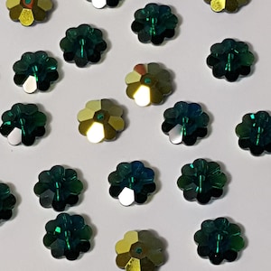 10mm Swarovski Margarita (3700) Crystal Beads, Emerald AB, 12 Pieces