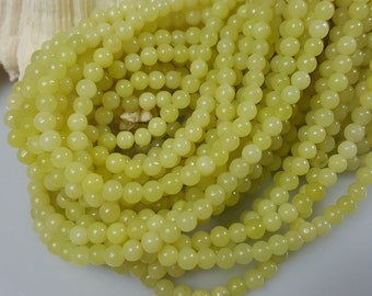 Smooth Green Stone 6mm Round Beads - 15.5" Strand