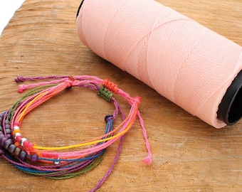 1mm Brazilian Waxed Twisted Knot-It Cord, Light Pink - 144 Meters